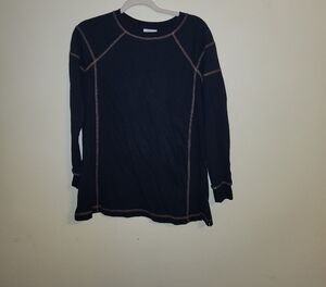 J. Jill Fit Black Top with Pink Stitch Detail